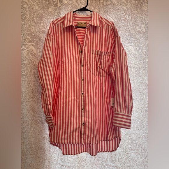 We The Free Coral & White Striped Swim Cover Up | Size L | NWT - Picture 3 of 5